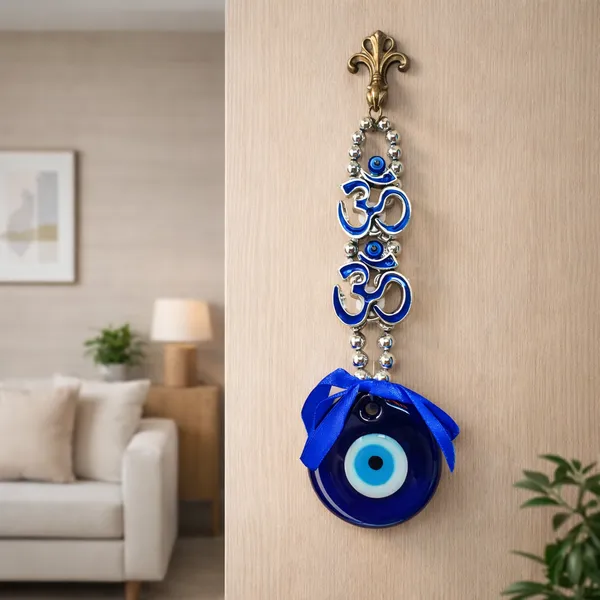 Om_Design_Short_Evil_Eye_Hanging_for_Wall_Door_&_Car_|_Silver_Blue_Om_D�cor_Nazar_Battu_|_Vastu_Spiritual_Wall_Hanging_Protection_Charm_for_Home_Office_Entrance
