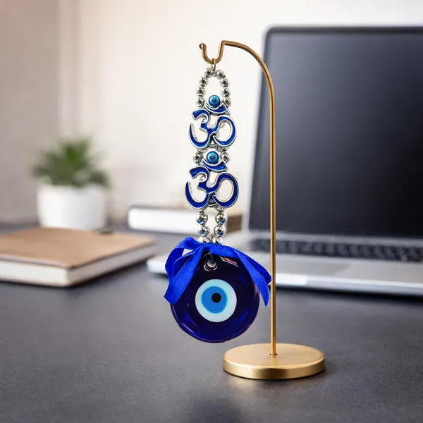 Om_Design_Short_Evil_Eye_Hanging_for_Wall_Door_&_Car_|_Silver_Blue_Om_D�cor_Nazar_Battu_|_Vastu_Spiritual_Wall_Hanging_Protection_Charm_for_Home_Office_Entrance