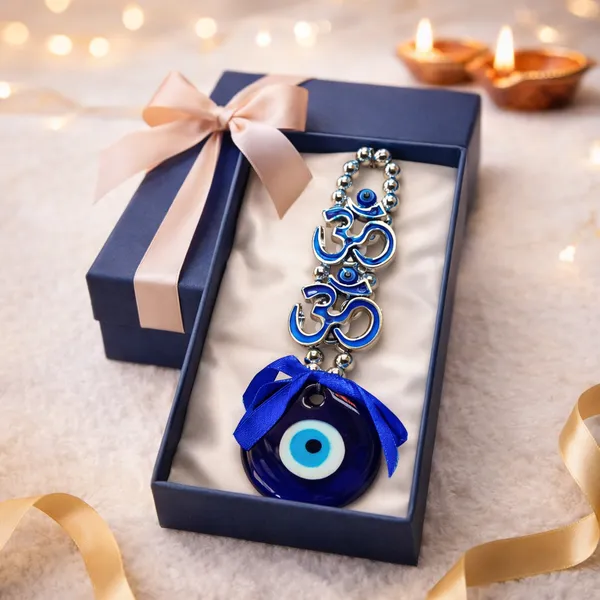 Om_Design_Short_Evil_Eye_Hanging_for_Wall_Door_&_Car_|_Silver_Blue_Om_D�cor_Nazar_Battu_|_Vastu_Spiritual_Wall_Hanging_Protection_Charm_for_Home_Office_Entrance
