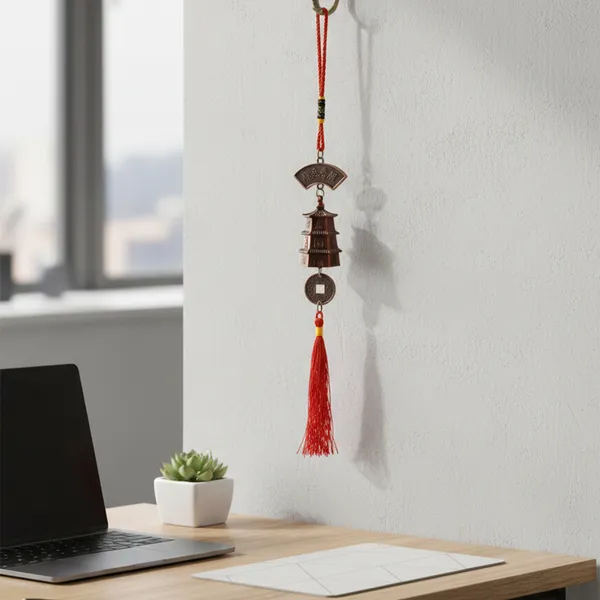Feng_Shui_Pagoda_Hanging_D�cor_for_Home_Office_|_Vastu_Lucky_Charm_with_Red_Tassel_&_Chinese_Coin_|_Antique_Finish_Spiritual_Hanging_for_Study,_Shop_&_Entrance