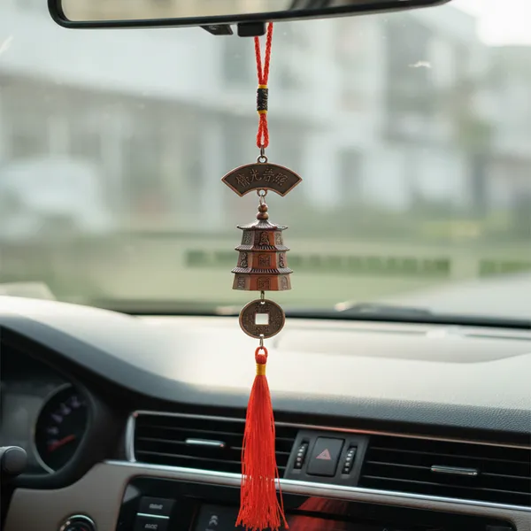 Feng_Shui_Pagoda_Hanging_D�cor_for_Home_Office_|_Vastu_Lucky_Charm_with_Red_Tassel_&_Chinese_Coin_|_Antique_Finish_Spiritual_Hanging_for_Study,_Shop_&_Entrance