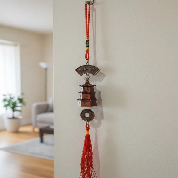 Feng_Shui_Pagoda_Hanging_D�cor_for_Home_Office_|_Vastu_Lucky_Charm_with_Red_Tassel_&_Chinese_Coin_|_Antique_Finish_Spiritual_Hanging_for_Study,_Shop_&_Entrance