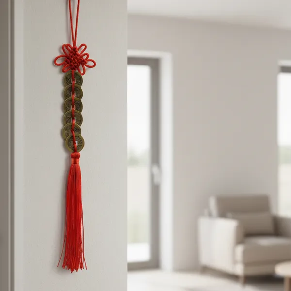Feng_Shui_Shubhanjali_6_Coin_Hanging_with_Red_Thread_&_Tassel_|_Chinese_Style_Gold_Color_Coins_Good_Luck_Charm_for_Home_Entrance,_Office,_Pooja_Room,_Car_D�cor_|_30_cm