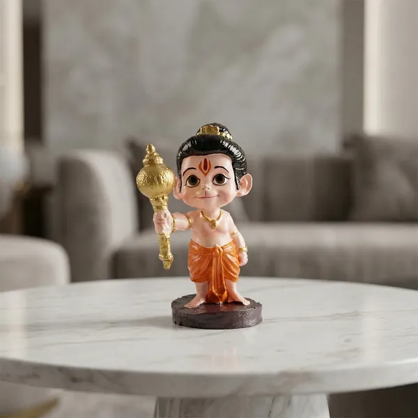 Bal_Hanuman_Standing_Idol_for_Car_Dashboard_-_9cm_Baby_Bajrangbali_Murti_with_Golden_Gada_|_Cute_Maruti_Figurine_for_Home_Decor,_Office_Desk,_Study_Table_&_Gifting_|_Small_Orange_Hanuman_Statue_(9cm_x_5.5cm)