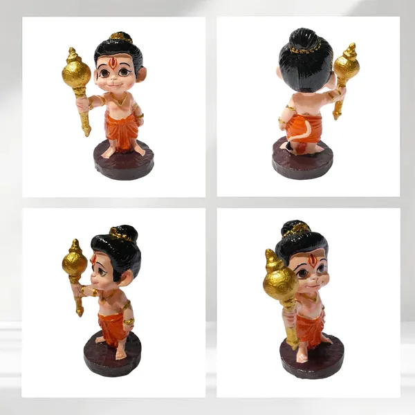 Bal_Hanuman_Standing_Idol_for_Car_Dashboard_-_9cm_Baby_Bajrangbali_Murti_with_Golden_Gada_|_Cute_Maruti_Figurine_for_Home_Decor,_Office_Desk,_Study_Table_&_Gifting_|_Small_Orange_Hanuman_Statue_(9cm_x_5.5cm)