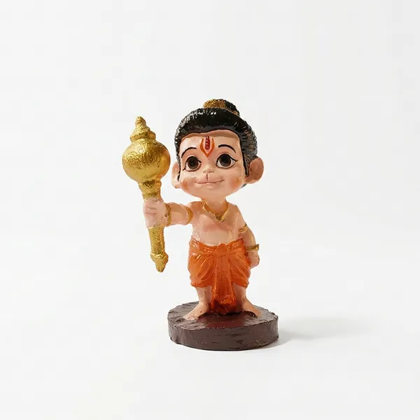 Bal_Hanuman_Standing_Idol_for_Car_Dashboard_-_9cm_Baby_Bajrangbali_Murti_with_Golden_Gada_|_Cute_Maruti_Figurine_for_Home_Decor,_Office_Desk,_Study_Table_&_Gifting_|_Small_Orange_Hanuman_Statue_(9cm_x_5.5cm)