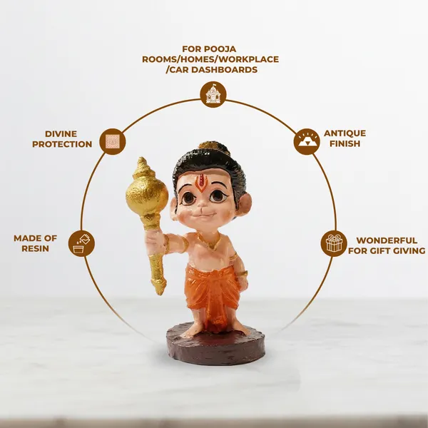 Bal_Hanuman_Standing_Idol_for_Car_Dashboard_-_9cm_Baby_Bajrangbali_Murti_with_Golden_Gada_|_Cute_Maruti_Figurine_for_Home_Decor,_Office_Desk,_Study_Table_&_Gifting_|_Small_Orange_Hanuman_Statue_(9cm_x_5.5cm)