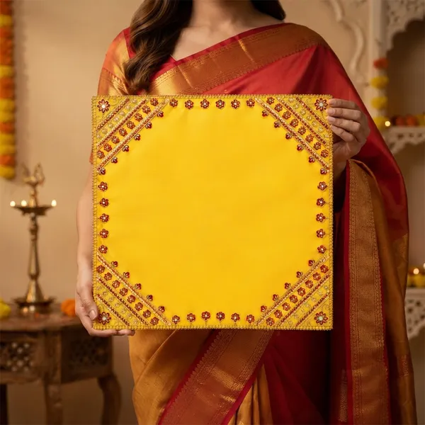 Puja_Aasan_16_x_16_Inch_for_God_Idol_&_Pooja_Chowki_|_Royal_Yellow_Satin_Fabric_with_Moti_Sequin_Embroidery_|_Decorative_Pooja_Asan_for_Ganesh,_Lakshmi_&_Daily_Puja_Rituals