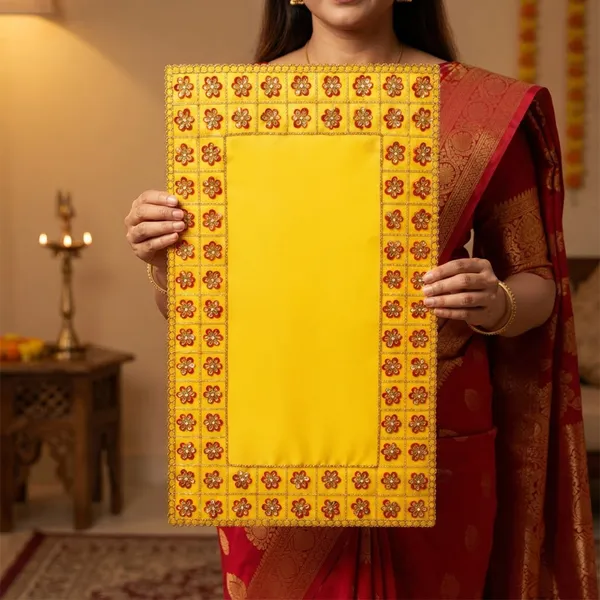 Puja_Aasan_14_x_8_Inch_for_God_Idol_&_Pooja_Chowki_|_Royal_Yellow_Premium_Satin_Fabric_with_Moti_Sequin_Embroidery_|_Decorative_Pooja_Asan_for_Ganesh,_Lakshmi_&_Daily_Puja