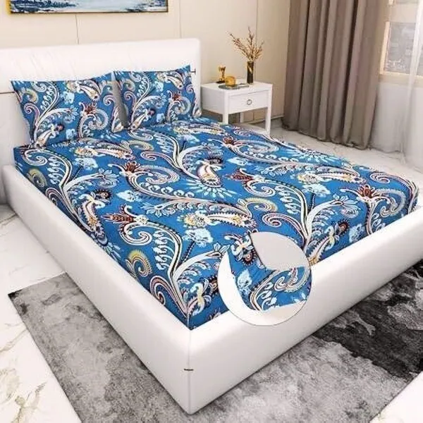 Multicolor_Cotton_Blend_Printed_Elastic_Fitted_Bed_Sheet_(_Thread_Count_210_)
