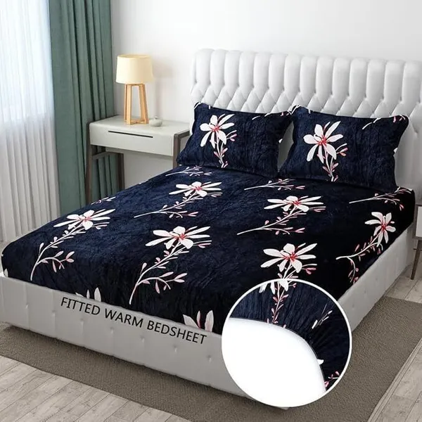 Multicolor_Woollen_Floral_Elastic_Fitted_Bed_Sheet_(_Thread_Count_240_)