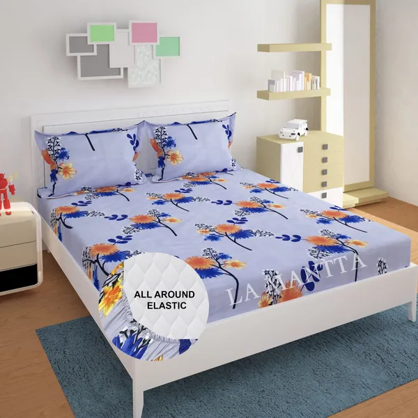 Multicolor_Cotton_Floral_Elastic_Fitted_Bed_Sheet_(_Thread_Count_250_)