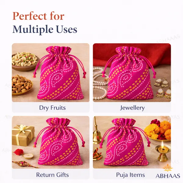Abhaas_Drawstrings_Potli_Bag_for_Gifting_|_5X7In_Bandhej_|_for_Ladies_Wedding,_Party_Bag_Potli_Leaf_Print_for_Women_Kitty_Parties_Reusable_Return_Gift_Purpose,_Shagun_Pouch,_Candy_Bags