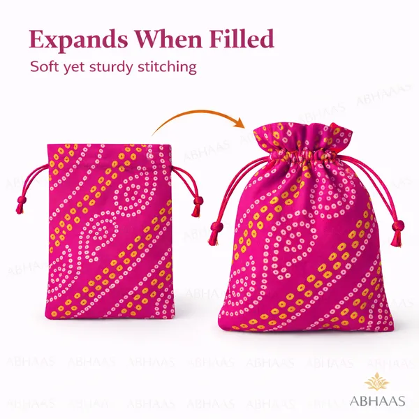 Abhaas_Drawstrings_Potli_Bag_for_Gifting_|_5X7In_Bandhej_|_for_Ladies_Wedding,_Party_Bag_Potli_Leaf_Print_for_Women_Kitty_Parties_Reusable_Return_Gift_Purpose,_Shagun_Pouch,_Candy_Bags