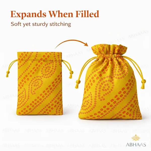 Abhaas_Drawstrings_Potli_Bag_for_Gifting_|_5X7In_Bandhej_|_for_Ladies_Wedding,_Party_Bag_Potli_Leaf_Print_for_Women_Kitty_Parties_Reusable_Return_Gift_Purpose,_Shagun_Pouch,_Candy_Bags