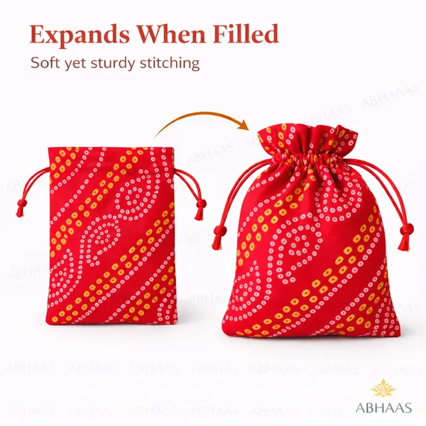 Abhaas_Drawstrings_Potli_Bag_for_Gifting_|_5X7In_Bandhej_|_for_Ladies_Wedding,_Party_Bag_Potli_Leaf_Print_for_Women_Kitty_Parties_Reusable_Return_Gift_Purpose,_Shagun_Pouch,_Candy_Bags