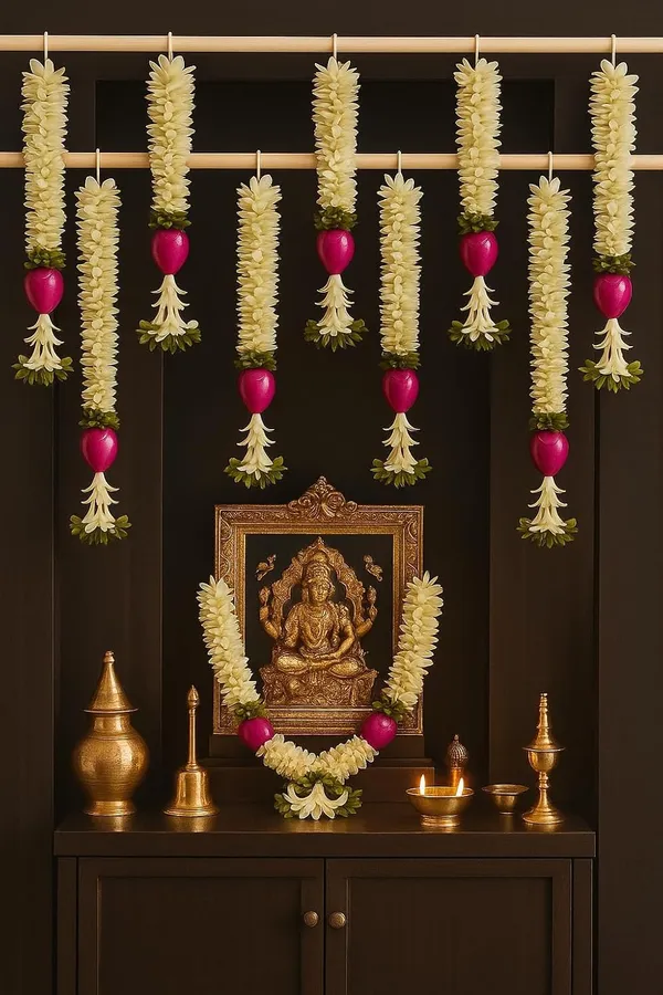 White_Indian_Handmade_Artificial_Flower_Garlands_Gajra_Toran_Wall_Hanging_For_Door_Decoration__(_16Inch_)