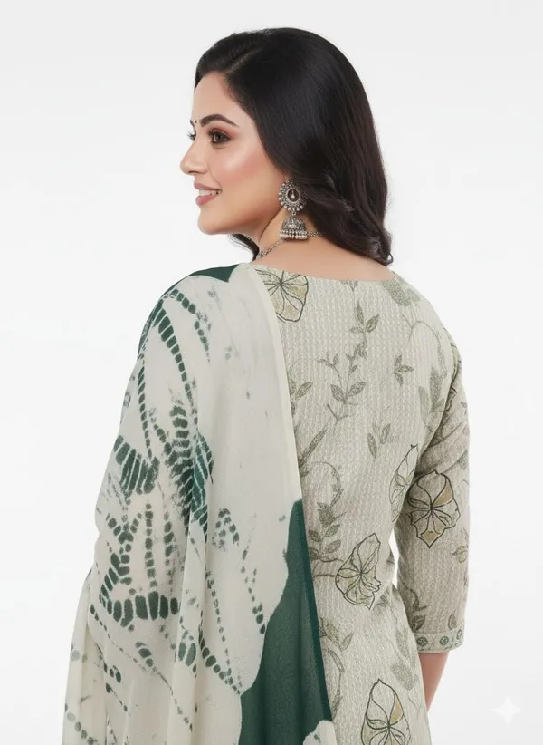 Green_Rayon_Cotton_Mix_3_Piece_Kurta_Pant_Dupatta_Set_For_Women