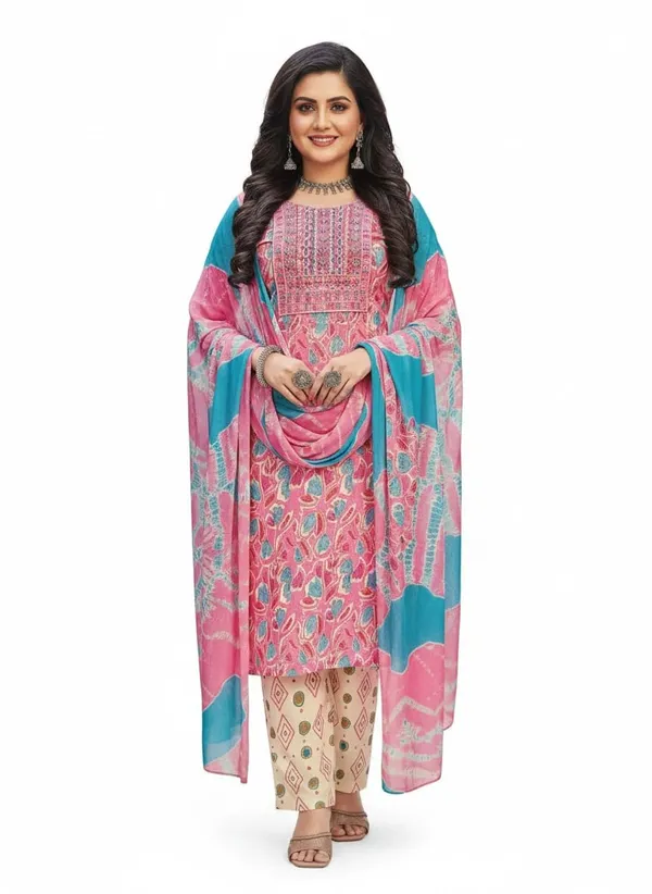 Pink_Shaded_Rayon_Cotton_Mix_3_Piece_Kurta_Pant_Dupatta_Set_For_Women