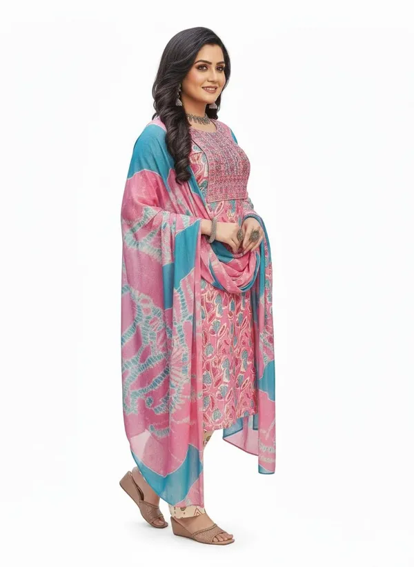 Pink_Shaded_Rayon_Cotton_Mix_3_Piece_Kurta_Pant_Dupatta_Set_For_Women