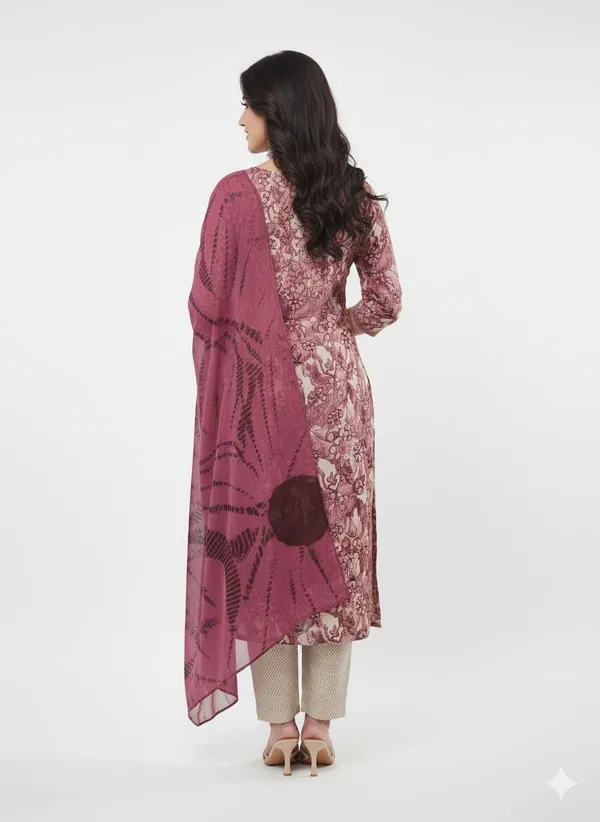 Purple_Rayon_Cotton_Mix_3_Piece_Kurta_Pant_Dupatta_Set_For_Women