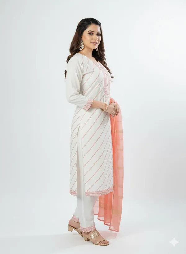 White_Cotton_Mix_3_Piece_Roman_Silk_For_Women