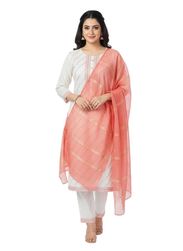 White_Cotton_Mix_3_Piece_Roman_Silk_For_Women