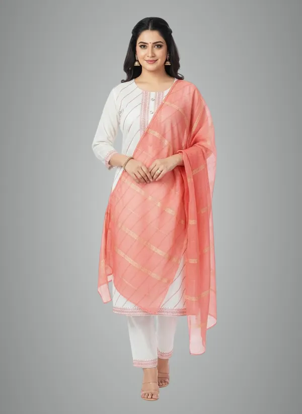 White_Cotton_Mix_3_Piece_Roman_Silk_For_Women