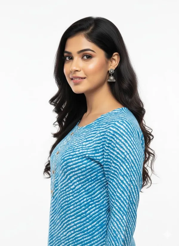 Skyblue_Rayon_Mix_Cotton_Single_Kurti_For_Women