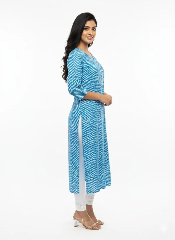 Skyblue_Rayon_Mix_Cotton_Single_Kurti_For_Women