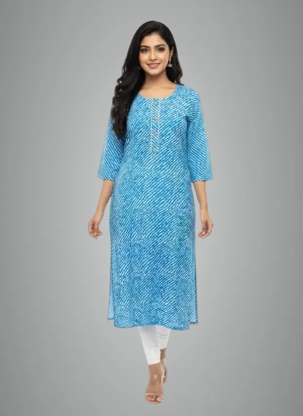 Skyblue_Rayon_Mix_Cotton_Single_Kurti_For_Women
