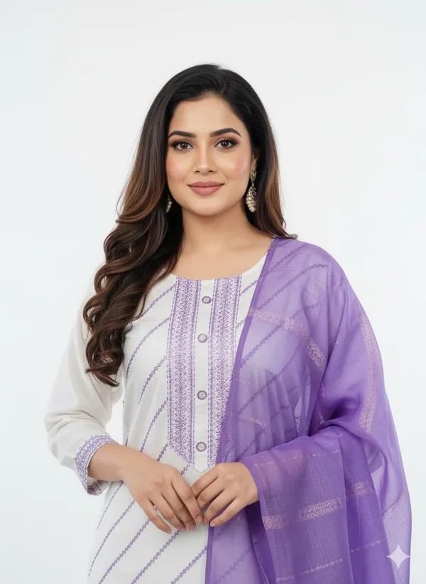 Purple_Rayon_Cotton_Mix_3_Piece_Roman_Silk_Kurta_Pant_Dupatta_Set_For_Women
