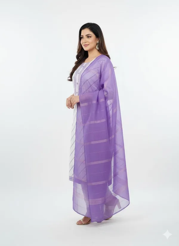 Purple_Rayon_Cotton_Mix_3_Piece_Roman_Silk_Kurta_Pant_Dupatta_Set_For_Women
