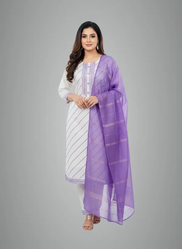 Purple_Rayon_Cotton_Mix_3_Piece_Roman_Silk_Kurta_Pant_Dupatta_Set_For_Women