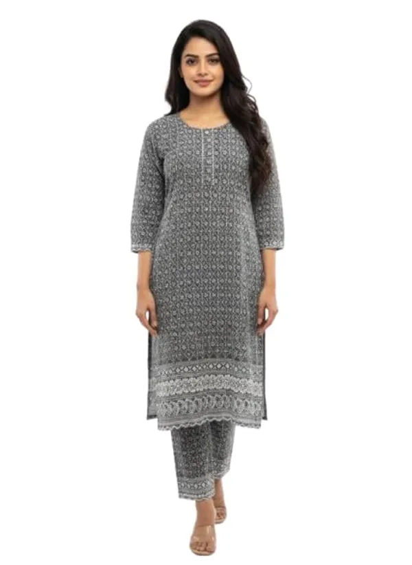 Grey_Rayon_Mix_Cotton_2Piece_Kurti_For_Women