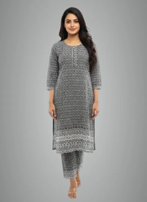 Grey_Rayon_Mix_Cotton_2Piece_Kurti_For_Women