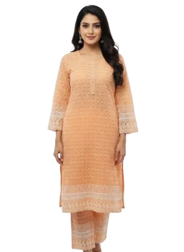 Orrange_Rayon_Mix_Cotton_2Piece_Kurti_For_Women