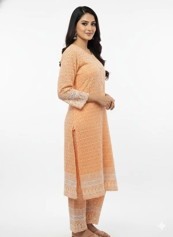 Orrange_Rayon_Mix_Cotton_2Piece_Kurti_For_Women