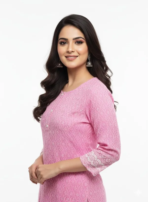 Pink_Rayon_Mix_Cotton_2Piece_Kurti_For_Women