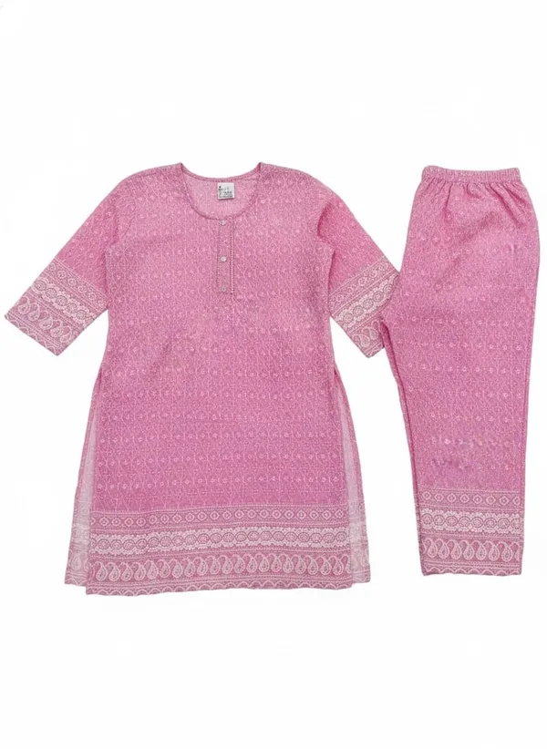Pink_Rayon_Mix_Cotton_2Piece_Kurti_For_Women