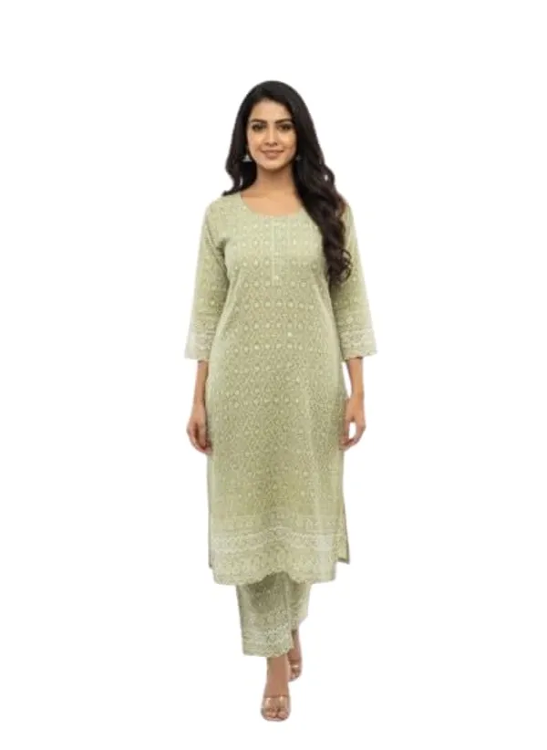 Pista_Green_Rayon_Mix_Cotton_2Piece_Kurti_For_Women