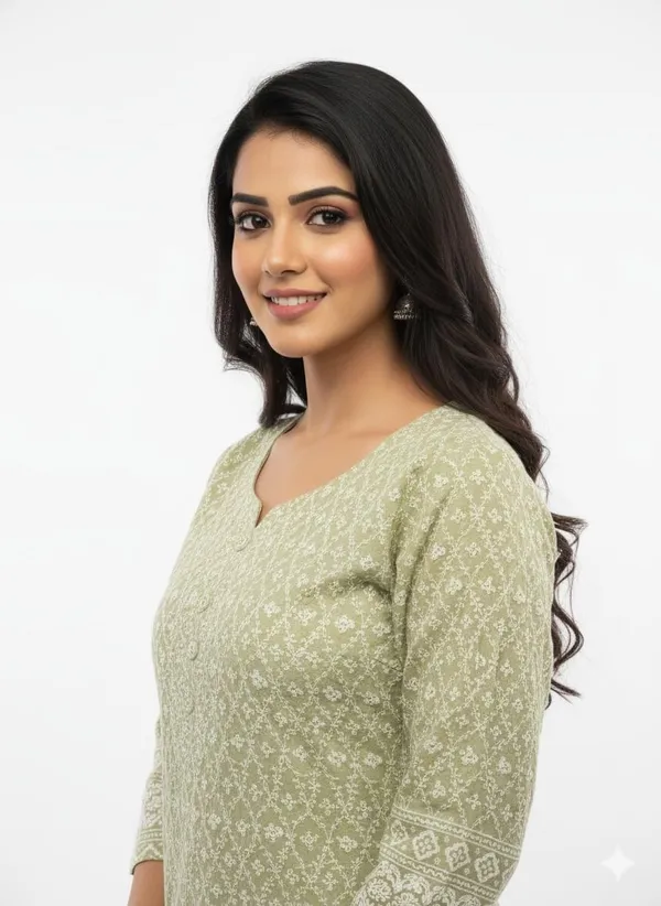 Pista_Green_Rayon_Mix_Cotton_2Piece_Kurti_For_Women