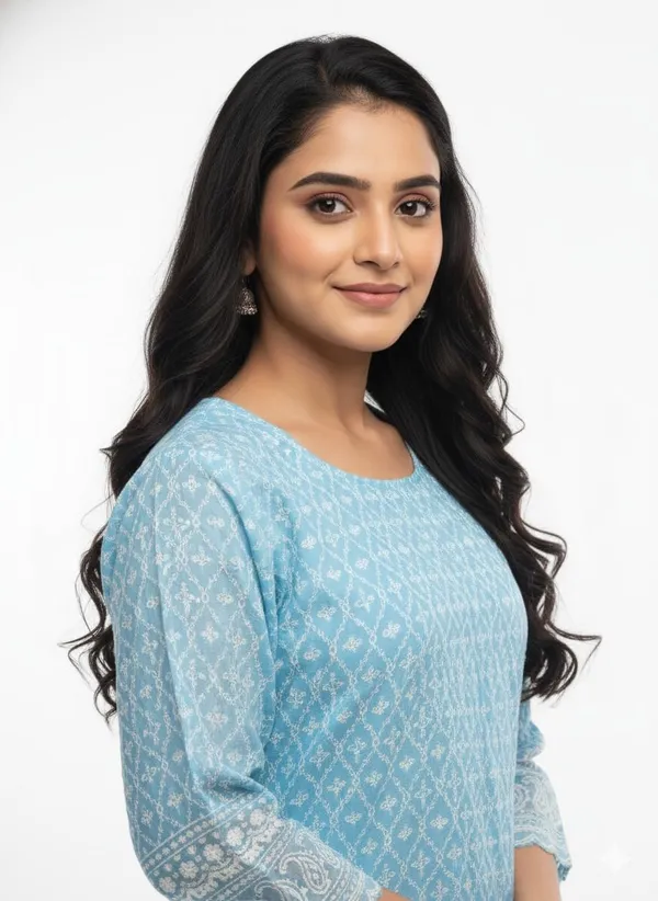 Blue_Rayon_Mix_Cotton_2Piece_Kurti_For_Women