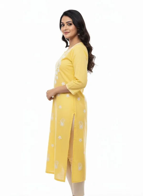 Yellow_Rayon_Mix_Cotton_Single_Kurti_For_Women