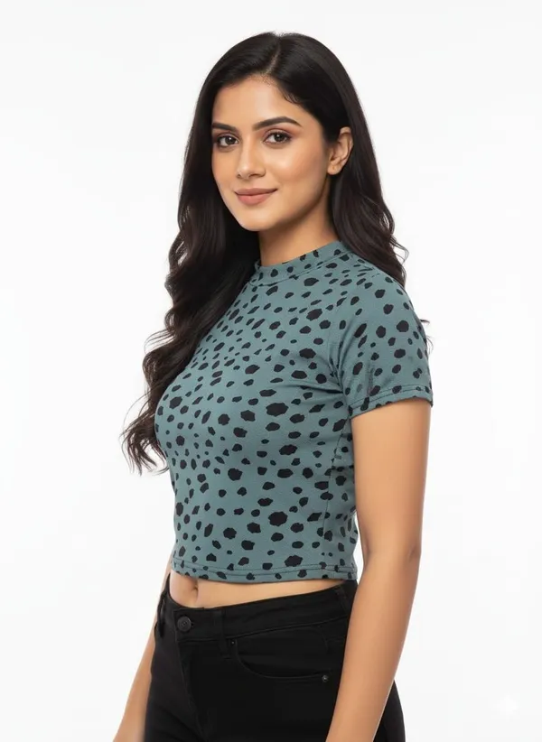 Dusty_Green_Polyester_Crop_Top_For_Women