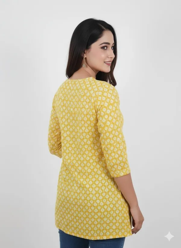 Yellow_Cotton_Short_Kurti_For_Women
