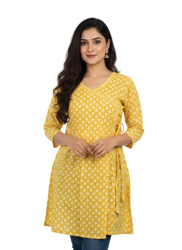 Yellow_Cotton_Short_Kurti_For_Women