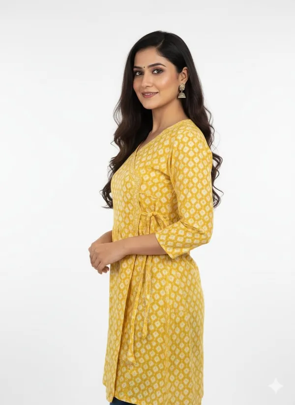 Yellow_Cotton_Short_Kurti_For_Women