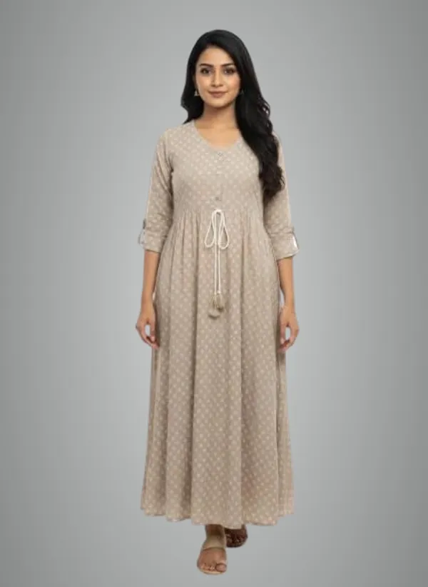 Brown_Rayon_Cotton_Mix_Printed_Frock_Kurti_For_Women