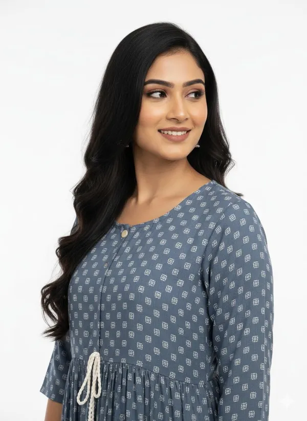 Grey_Rayon_Cotton_Mix_Printed_Frock_Kurti_For_Women